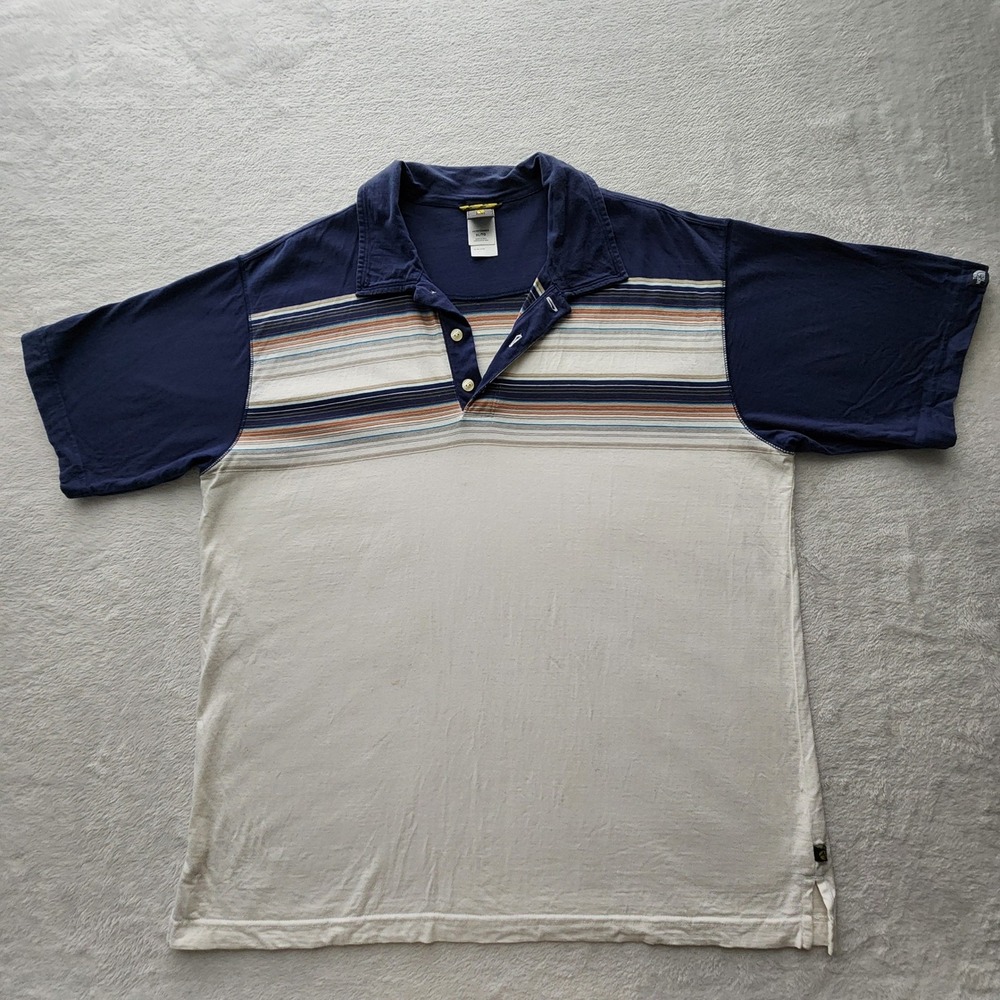 The North Face‎ Polo Mens XL Blue Cream Striped A5 Series ANW8 Gorpcore Hiking